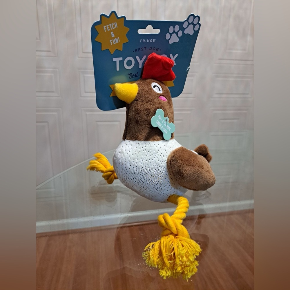 - Brand New Best Of Cluck 12” Dog Toy With Clinker And Squeaker